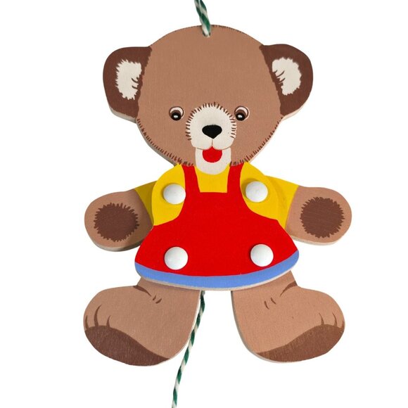 Grossmann Wooden Bear Pull String Ornament Germany Articulated Vintage Jumping - Picture 2 of 7